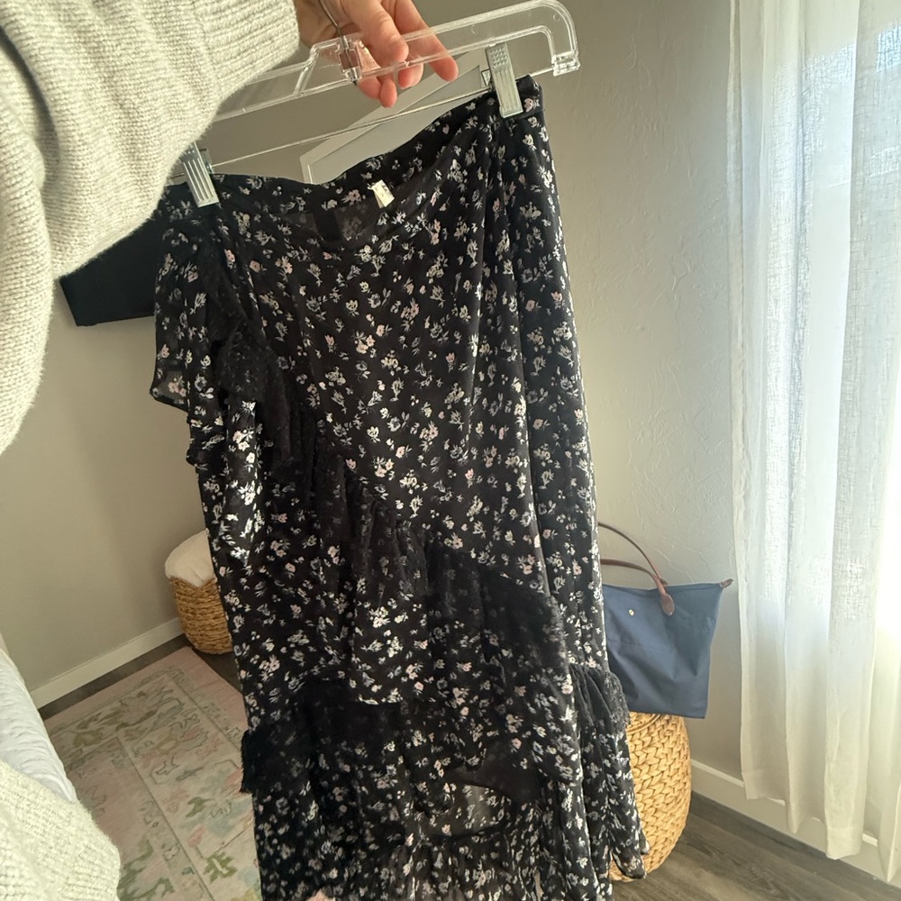 Floral Black Skirt